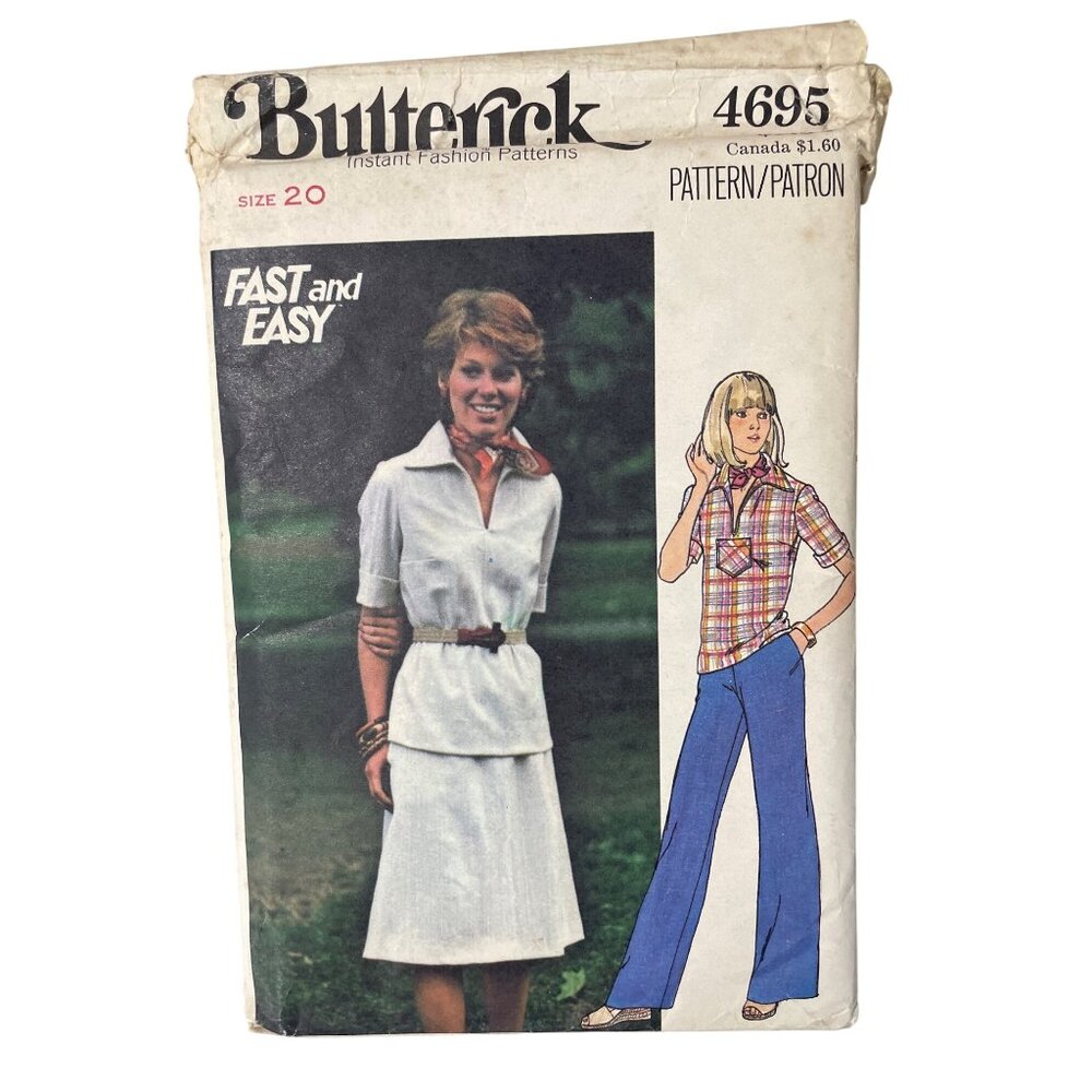 Vintage Butterick 4695 Sewing Pattern Size 20 Misses Top Skirt and Pants CUT